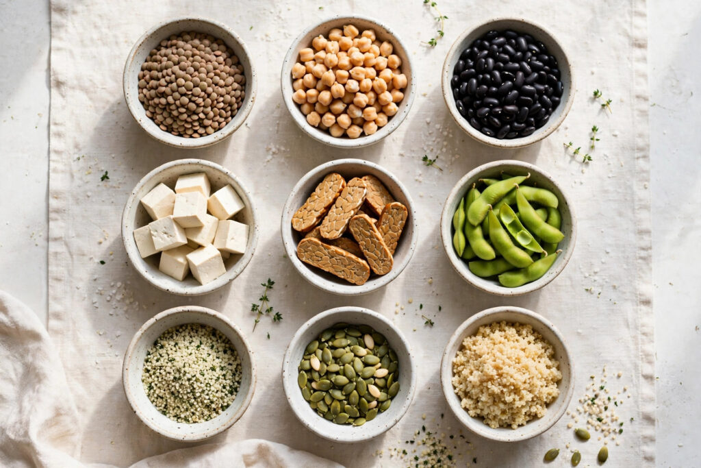 Table of the best foods for plant-based protein maxxing